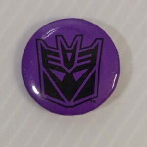 Transformers Decepticon Logo‎ Purple Pinback Button Hasbro Robot Badge Vintage